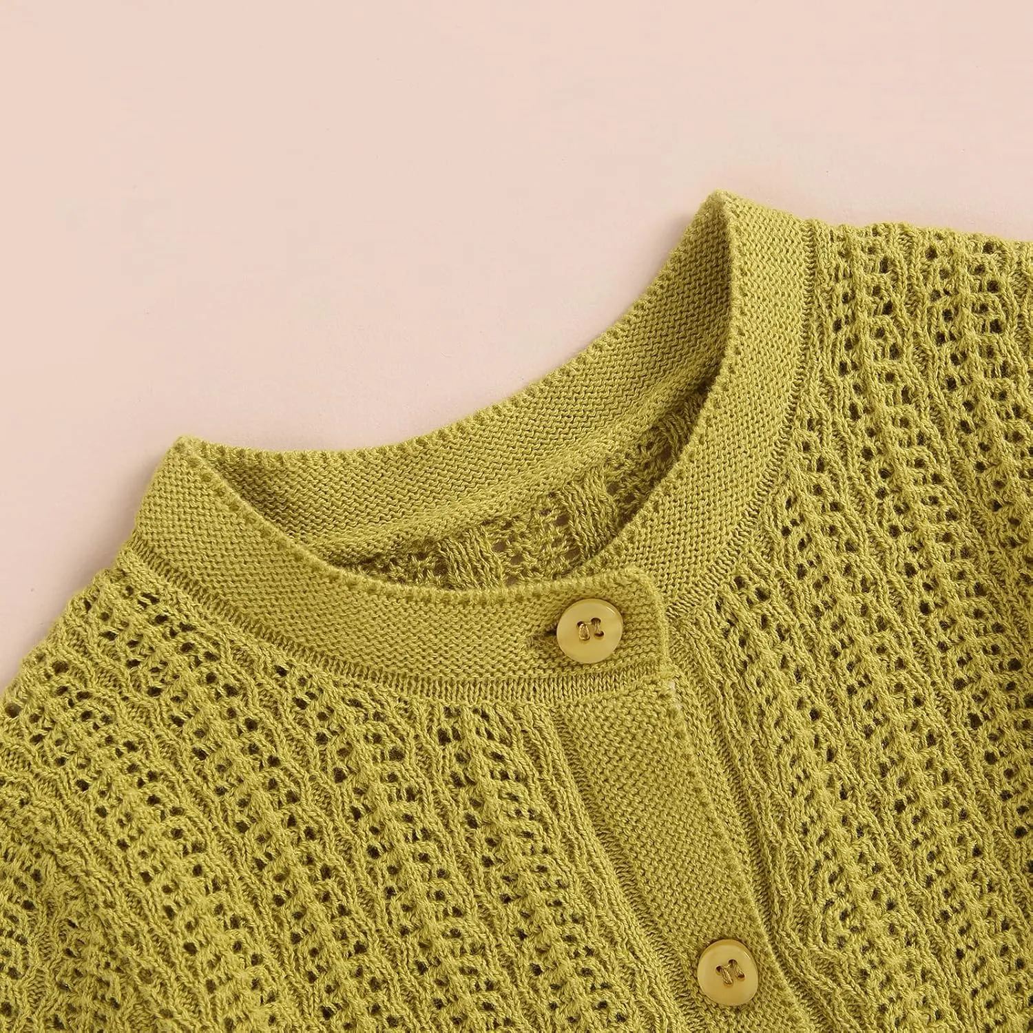 Newborn Baby Girls Knit Cardigans Long Sleeve Crewneck Hollow Knit Thin Sweater Toddler Button Tops Coat Outwear