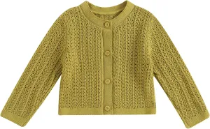 Newborn Baby Girls Knit Cardigans Long Sleeve Crewneck Hollow Knit Thin Sweater Toddler Button Tops Coat Outwear