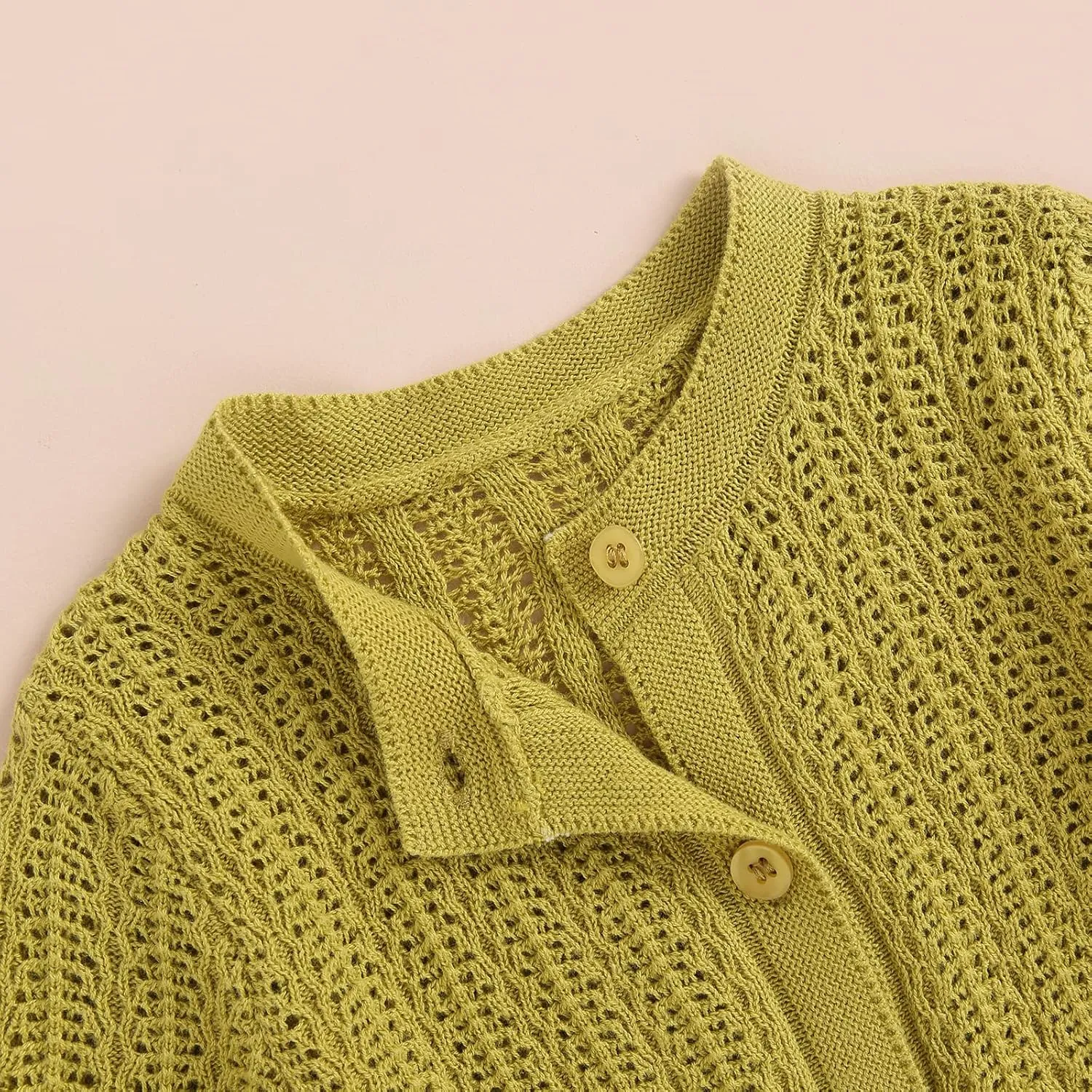 Newborn Baby Girls Knit Cardigans Long Sleeve Crewneck Hollow Knit Thin Sweater Toddler Button Tops Coat Outwear