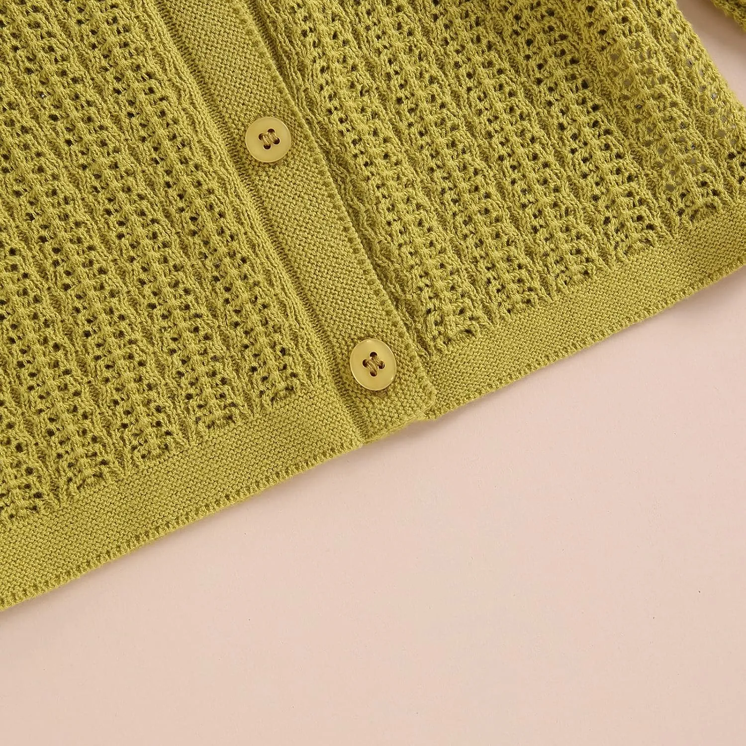 Newborn Baby Girls Knit Cardigans Long Sleeve Crewneck Hollow Knit Thin Sweater Toddler Button Tops Coat Outwear