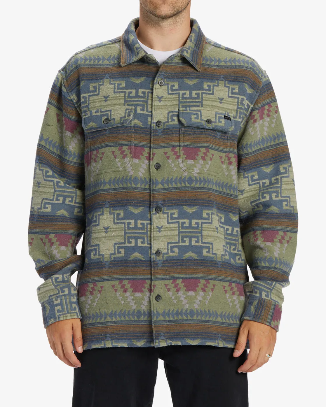 Offshore Jacquard Flannel Long Sleeve Shirt - Sage