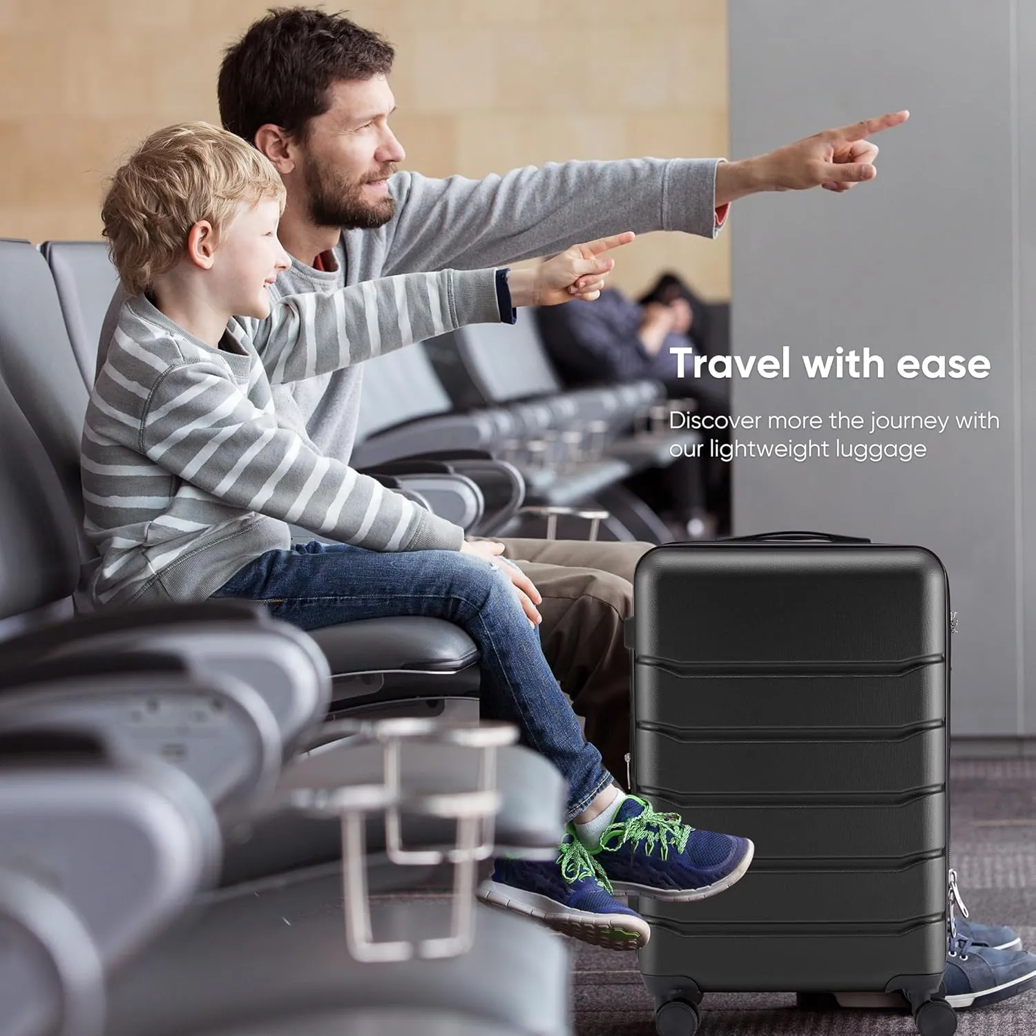 OLIXIS 20 Inch Carry-On Luggage, Hardside Suitcase with Spinner Wheels, Lightweight ABS Hard Shell Travel Luggage, TSA Approved Lock, Expandable Small Suitcase for Business & TravelBlack