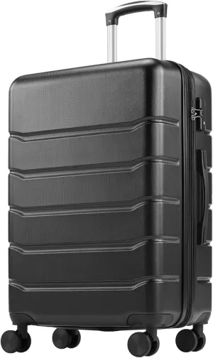 OLIXIS 20 Inch Carry-On Luggage, Hardside Suitcase with Spinner Wheels, Lightweight ABS Hard Shell Travel Luggage, TSA Approved Lock, Expandable Small Suitcase for Business & TravelBlack