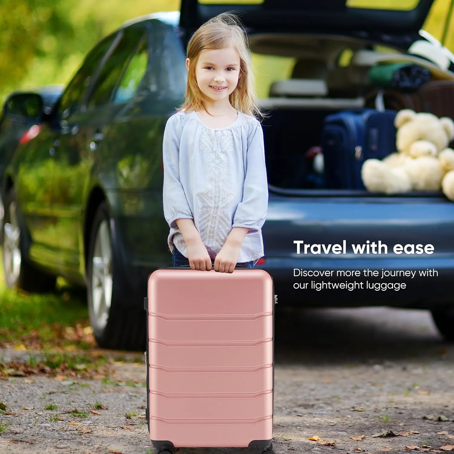 OLIXIS 20 Inch Carry-On Luggage, Hardside Suitcase with Spinner Wheels, Lightweight ABS Hard Shell Travel Luggage, TSA Approved Lock, Expandable Small Suitcase for Business & TravelPink