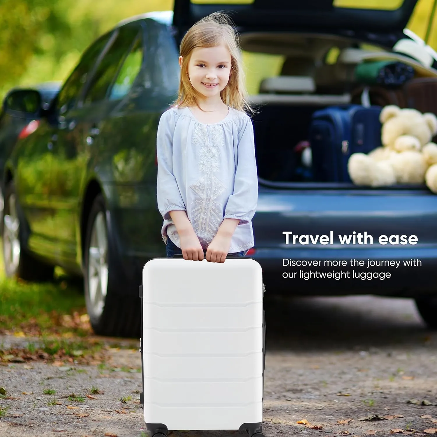 OLIXIS 20 Inch Carry-On Luggage, Hardside Suitcase with Spinner Wheels, Lightweight ABS Hard Shell Travel Luggage, TSA Approved Lock, Expandable Small Suitcase for Business & TravelWhite