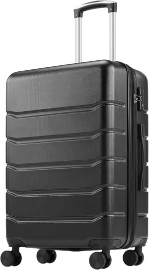 OLIXIS 24 Inch Luggage, Hardside Suitcase with Spinner Wheels, Lightweight ABS Hard Shell Checked Luggage, TSA Approved Lock, Expandable Medium Suitcase for Travel & BusinessBlack
