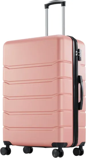 OLIXIS 24 Inch Luggage, Hardside Suitcase with Spinner Wheels, Lightweight ABS Hard Shell Checked Luggage, TSA Approved Lock, Expandable Medium Suitcase for Travel & BusinessPink