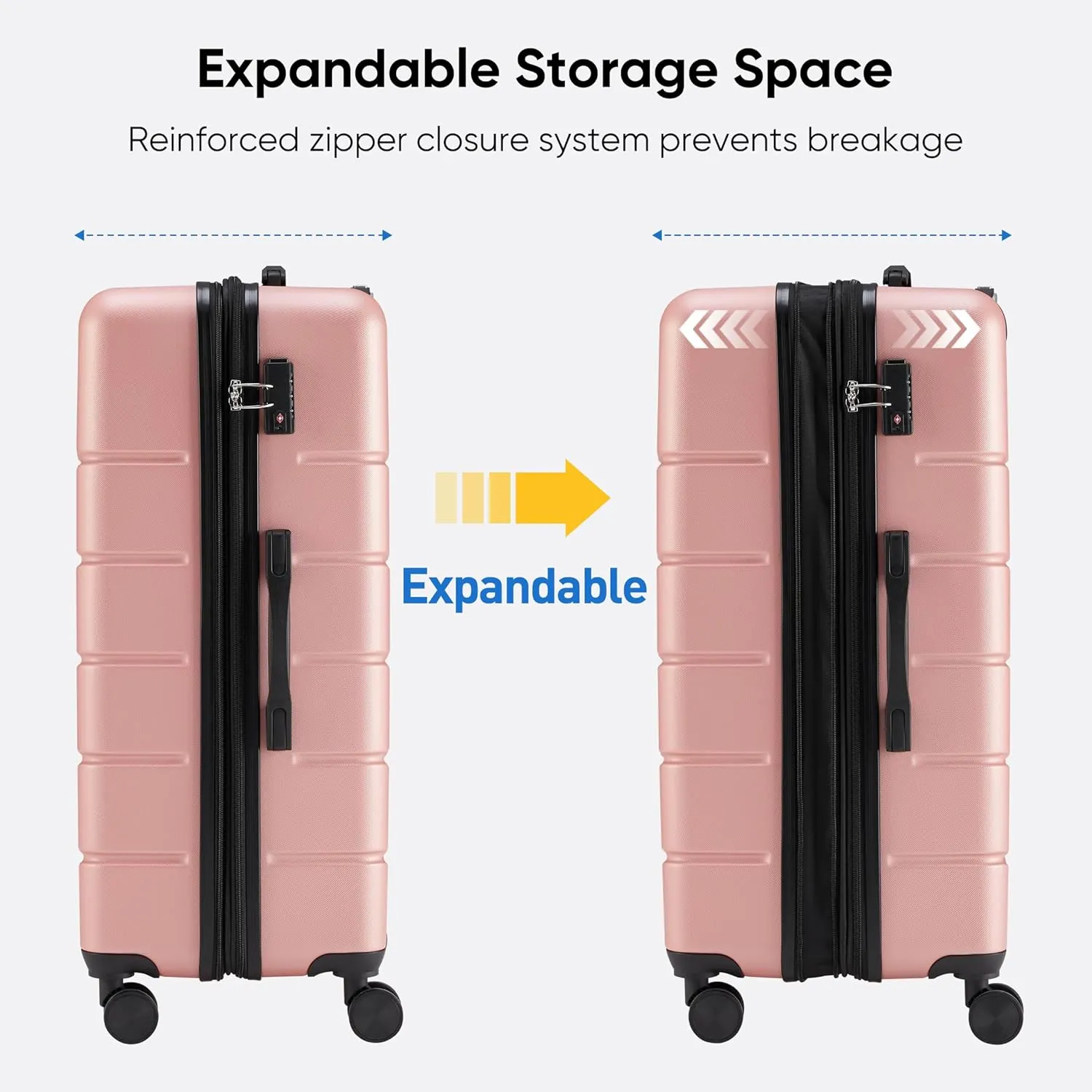 OLIXIS 24 Inch Luggage, Hardside Suitcase with Spinner Wheels, Lightweight ABS Hard Shell Checked Luggage, TSA Approved Lock, Expandable Medium Suitcase for Travel & BusinessPink