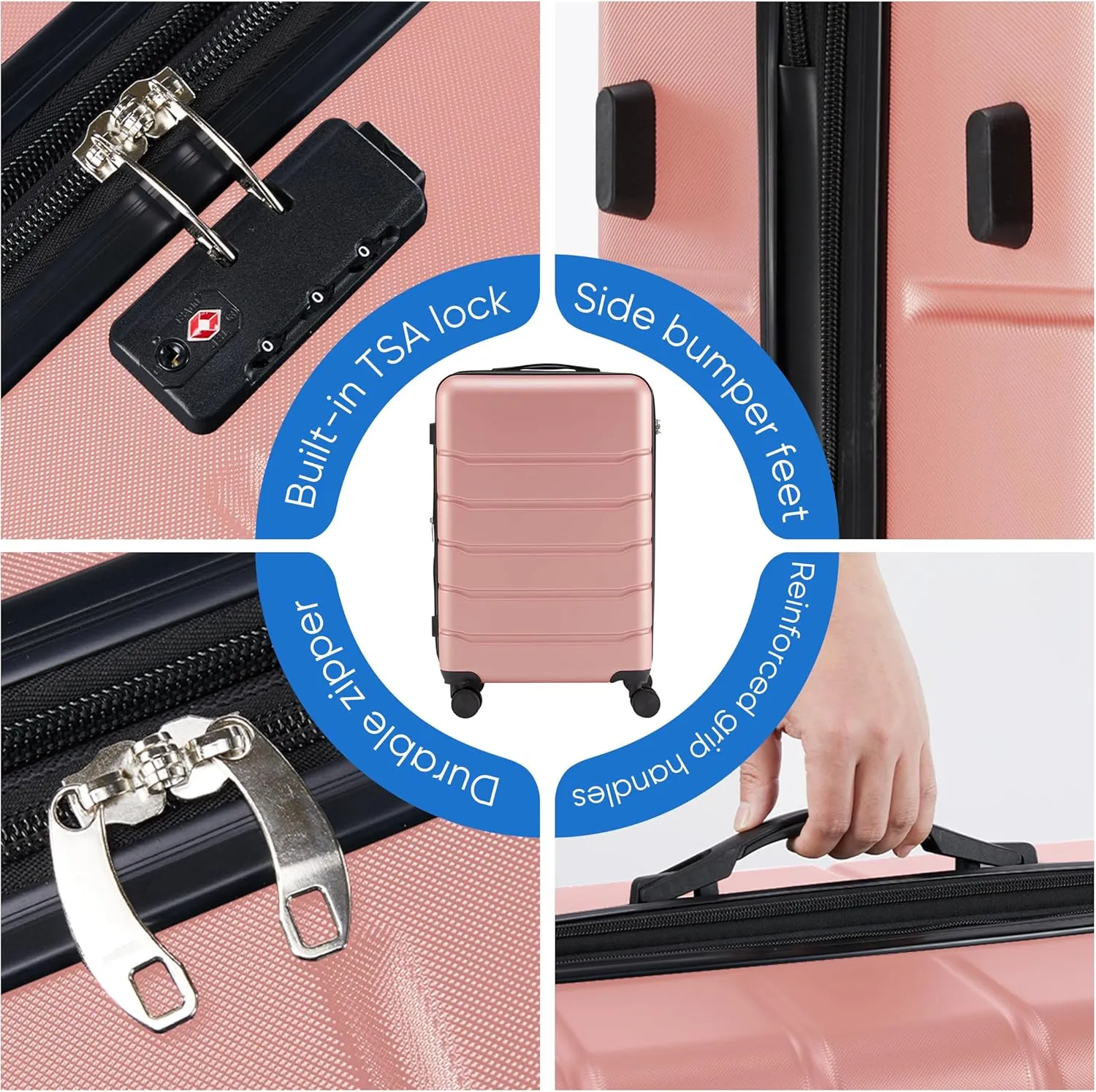 OLIXIS 24 Inch Luggage, Hardside Suitcase with Spinner Wheels, Lightweight ABS Hard Shell Checked Luggage, TSA Approved Lock, Expandable Medium Suitcase for Travel & BusinessPink