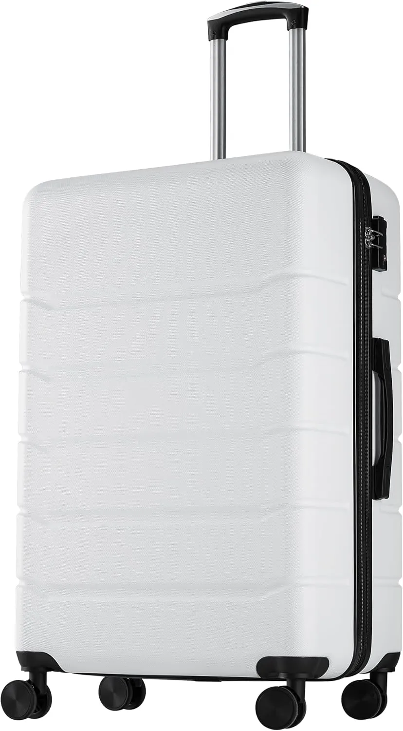 OLIXIS 24 Inch Luggage, Hardside Suitcase with Spinner Wheels, Lightweight ABS Hard Shell Checked Luggage, TSA Approved Lock, Expandable Medium Suitcase for Travel & BusinessWhite
