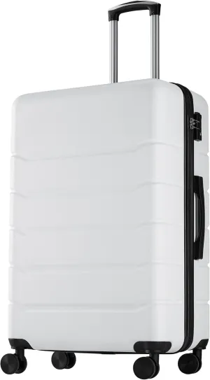 OLIXIS 24 Inch Luggage, Hardside Suitcase with Spinner Wheels, Lightweight ABS Hard Shell Checked Luggage, TSA Approved Lock, Expandable Medium Suitcase for Travel & BusinessWhite