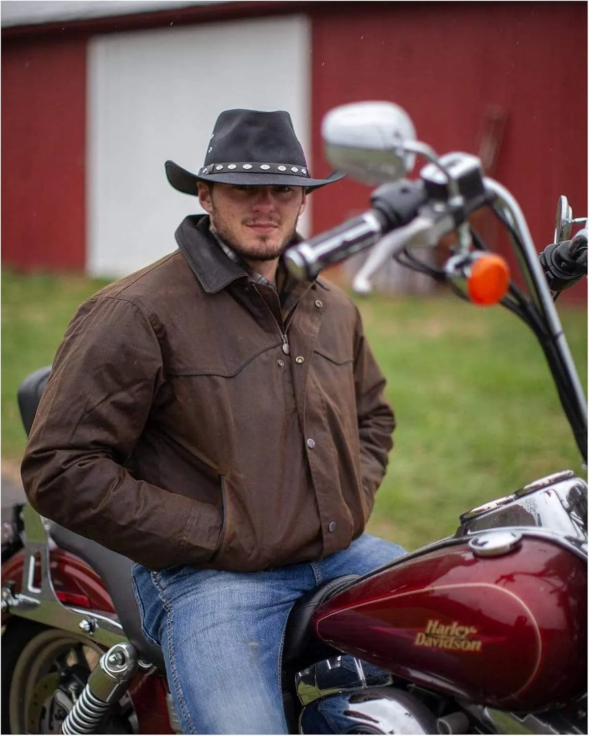 Outback Trading Company Men's 2149 Trailblazer Waterproof Breathable Fleece Lined Cotton Oilskin Western Jacket