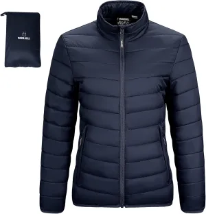 Outdoor Ventures Women's Packable Full-Zip Short Puffer Jacket Insulated Quilted Warm Lightweight Winter Coat