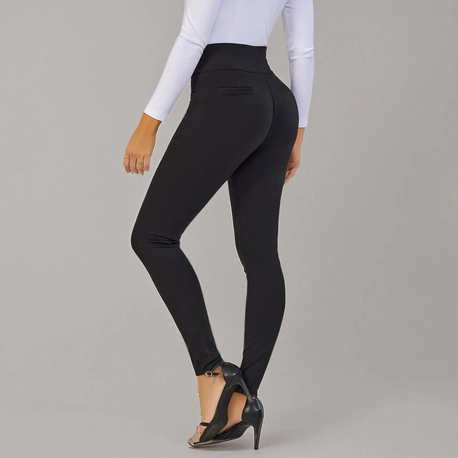 Pants for Women, Comfort Stretch Skinny Slim Dress Pants, Skinny High Waist Pull on Pants with Pockets