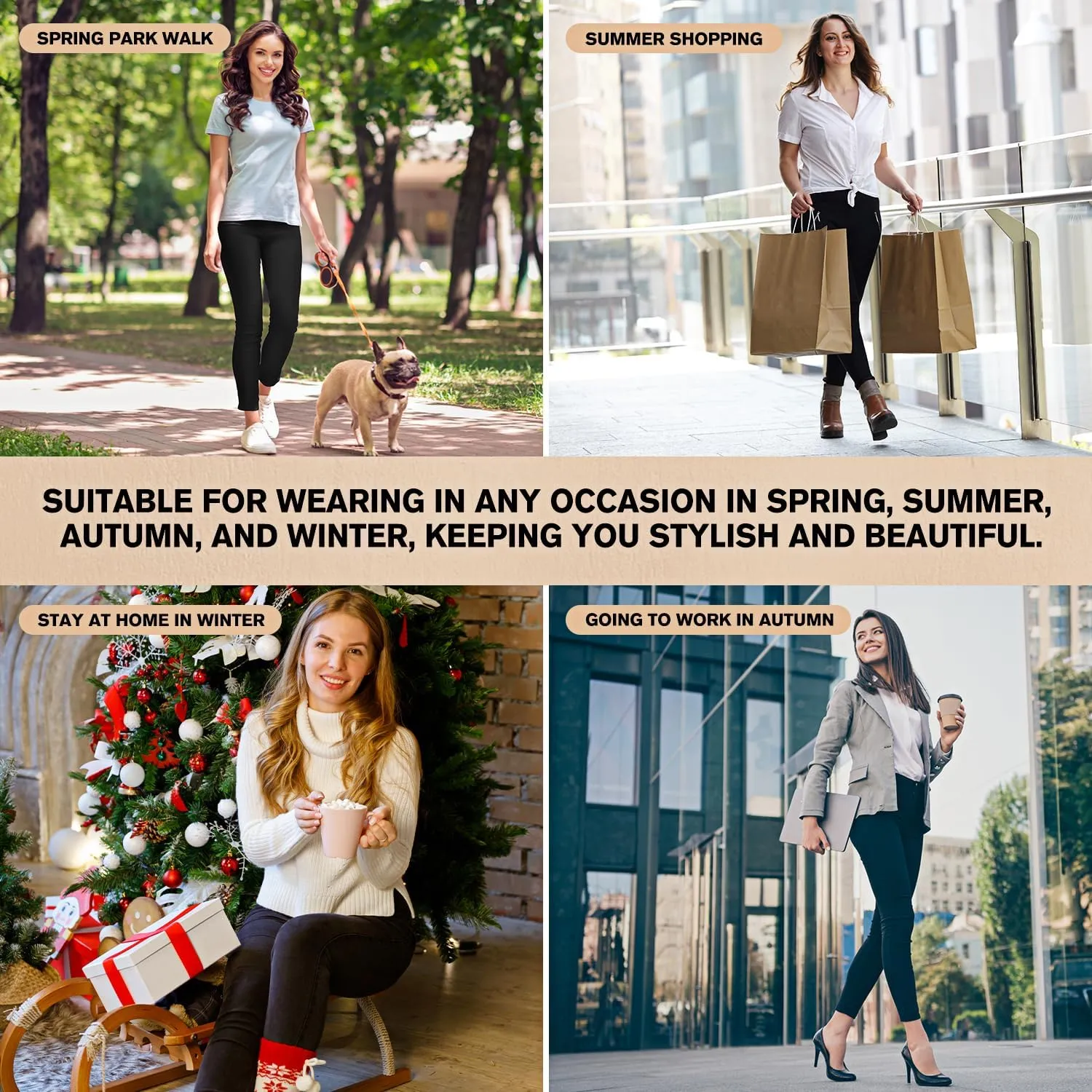 Pants for Women, Comfort Stretch Skinny Slim Dress Pants, Skinny High Waist Pull on Pants with Pockets
