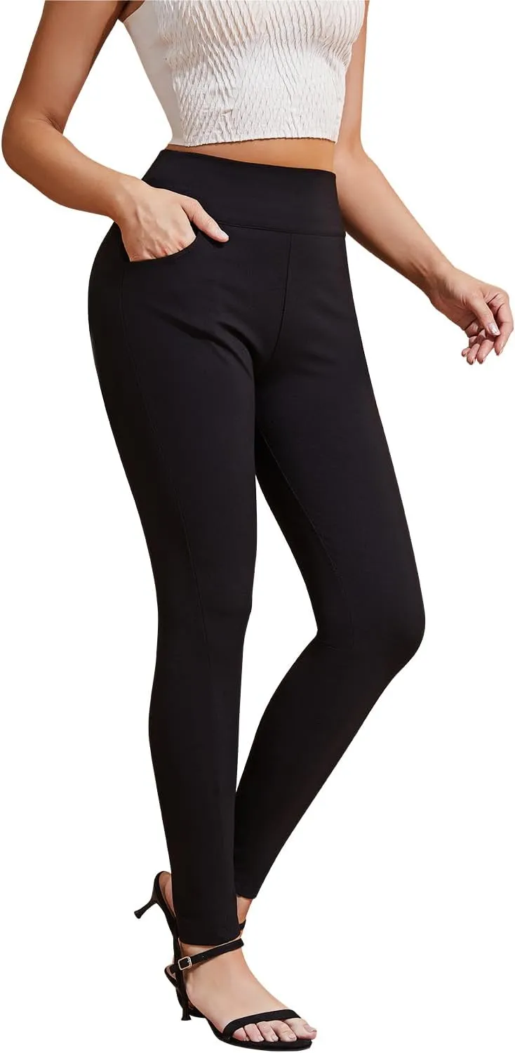 Pants for Women, Comfort Stretch Skinny Slim Dress Pants, Skinny High Waist Pull on Pants with Pockets