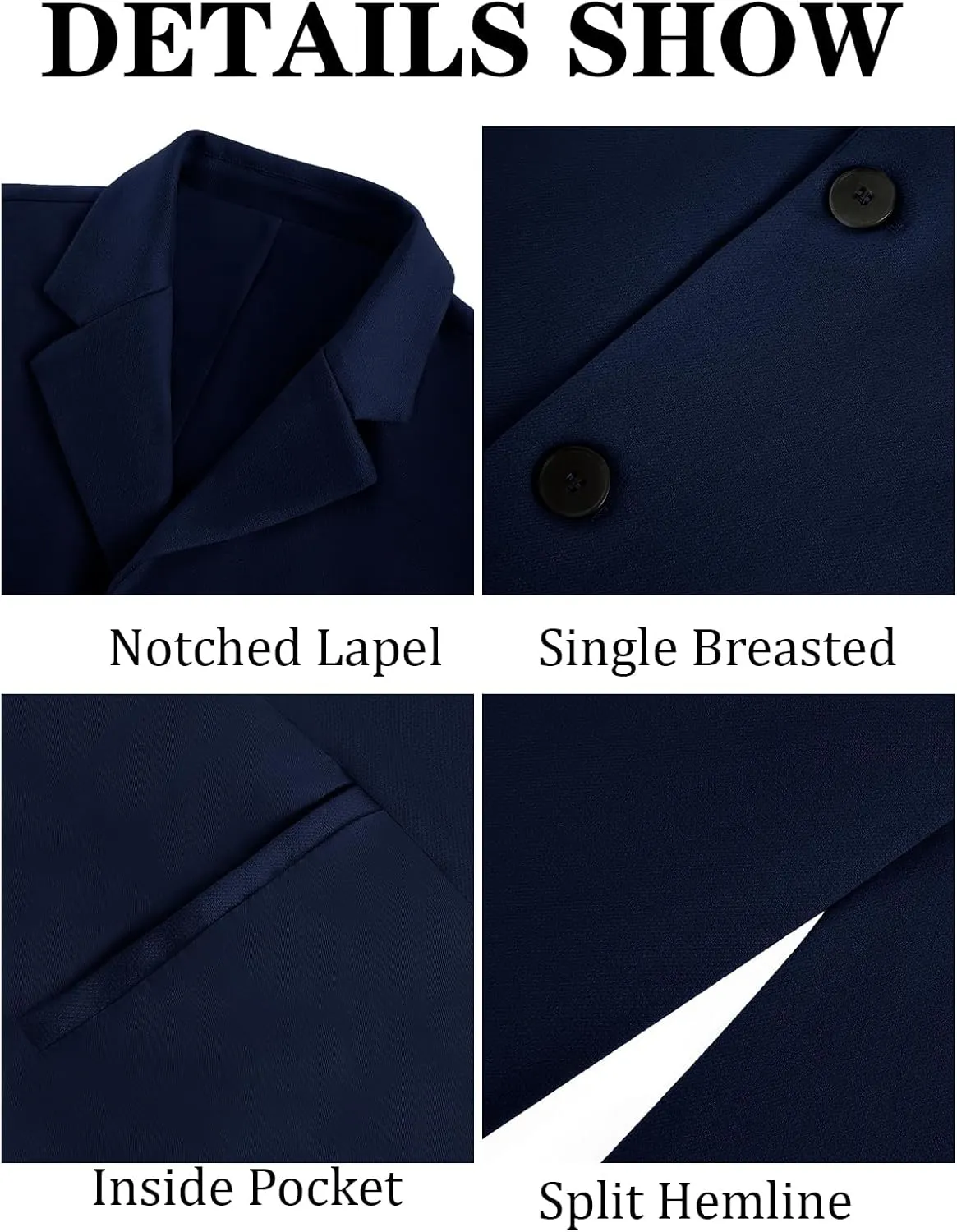 PASLTER Mens Mid Long Trench Coat Slim Fit Winter Pea Coat Single Breasted Business Overcoat