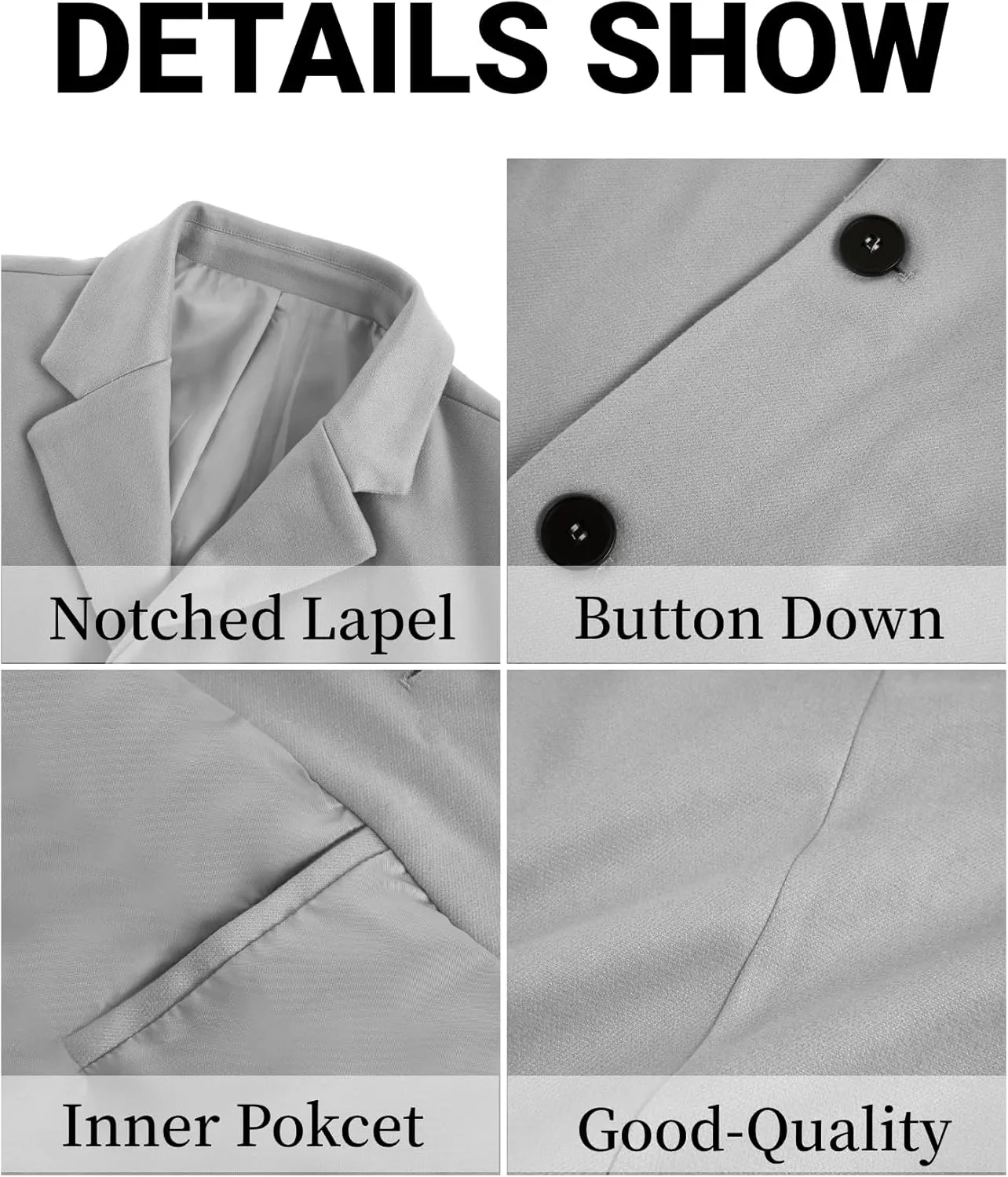 PASLTER Mens Mid Long Trench Coat Slim Fit Winter Pea Coat Single Breasted Business Overcoat