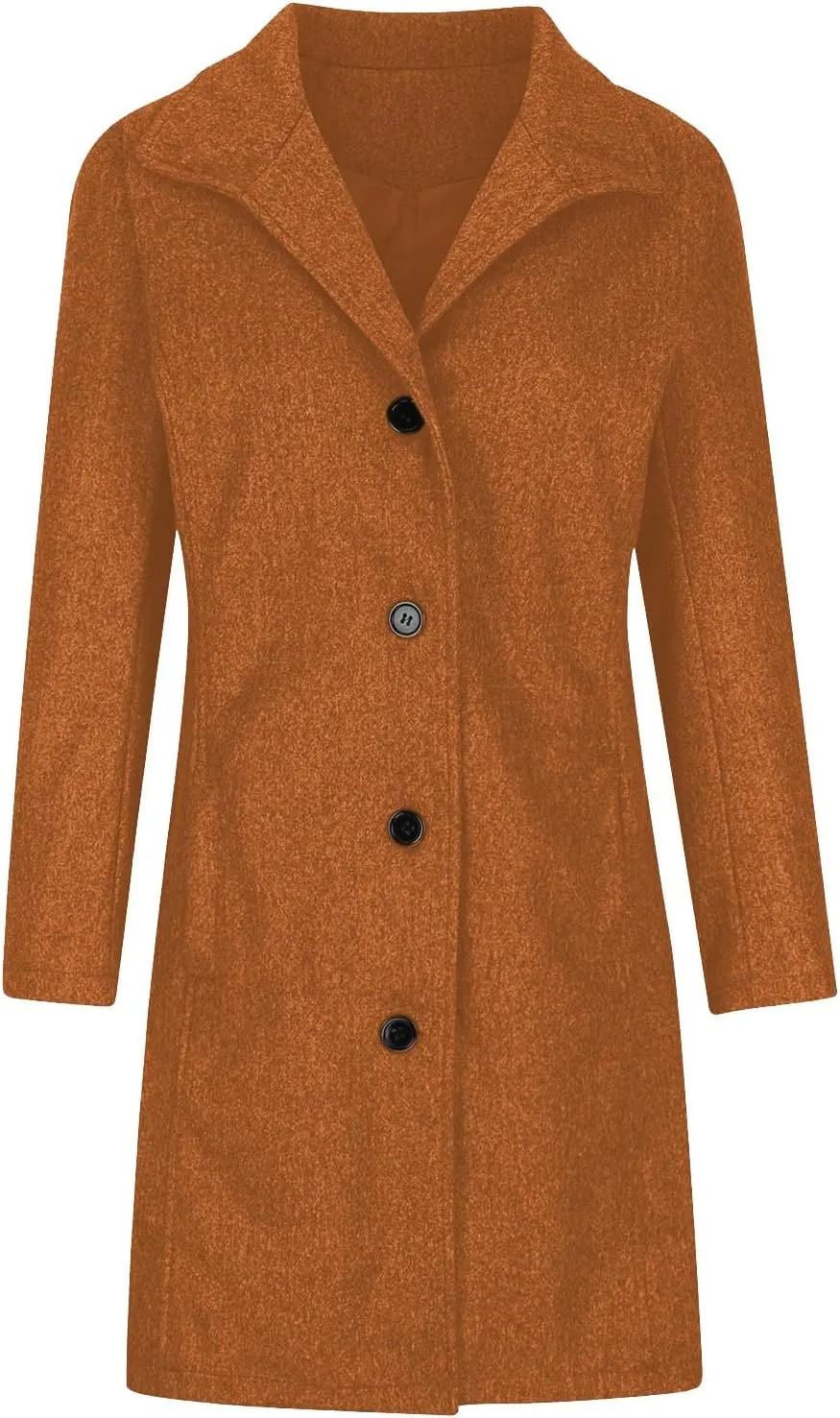 Pea Coats for Women Winter Stand Collar Trench Coats Trendy Single Breasted Tweed Jacket with Pockets Long Wool Overcoat