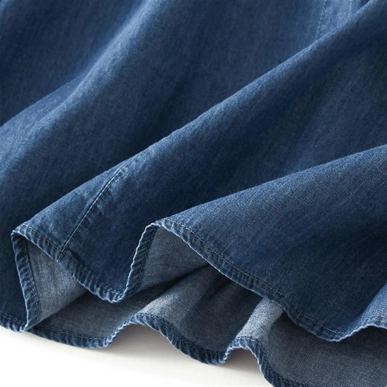 Pleated A-line Midi Skirt Elastic Waist Button Front Casual Flared Long Skirts with Pocket for Women