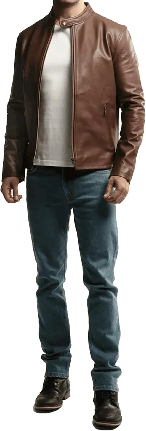 Premium Leather Jacket Men Old School Classic Style Everyday Wear Real Lambskin Mens Black Leather Jacket