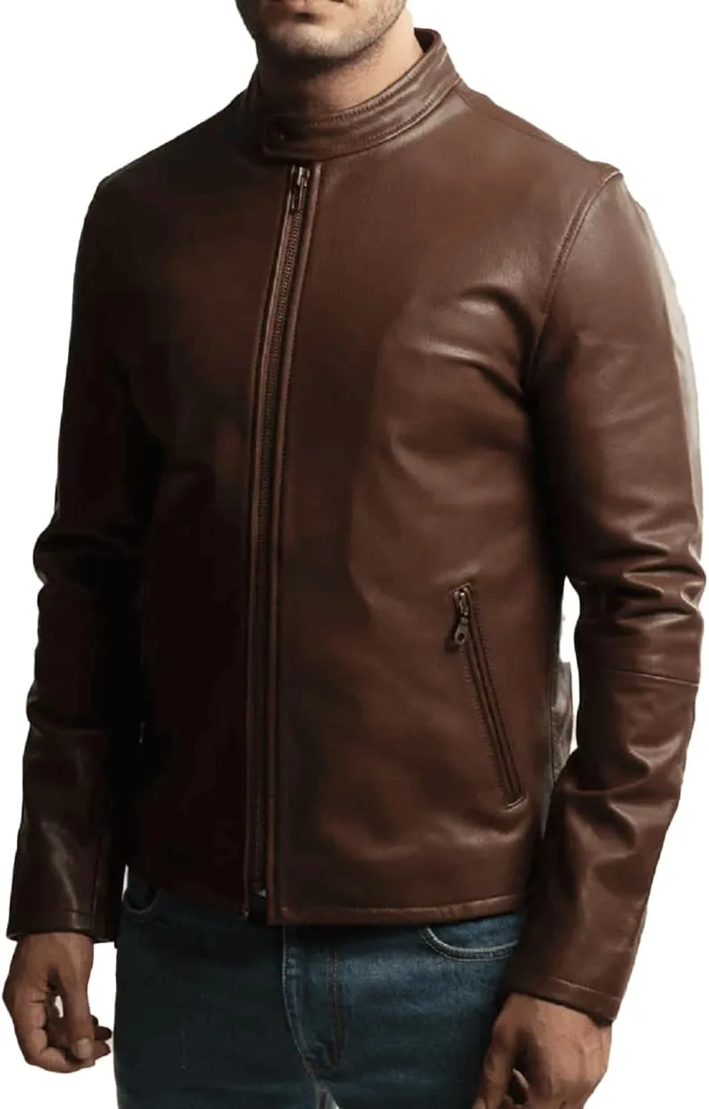 Premium Leather Jacket Men Old School Classic Style Everyday Wear Real Lambskin Mens Black Leather Jacket