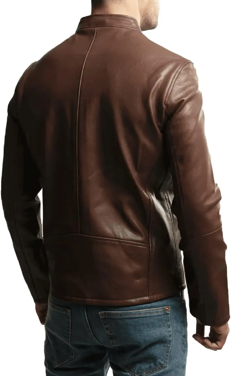 Premium Leather Jacket Men Old School Classic Style Everyday Wear Real Lambskin Mens Black Leather Jacket