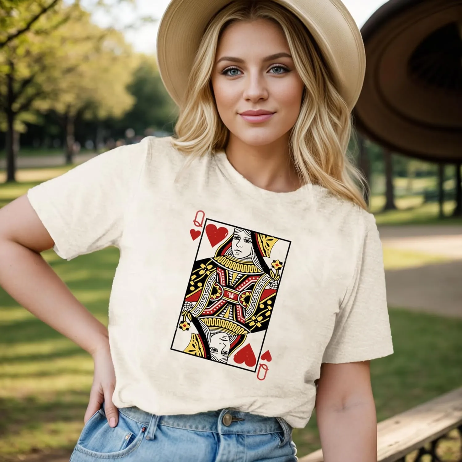 Queen of Hearts T-Shirt for Women Funny Vintage Womens Shirts Cute Lady Graphic Tee Tops Short Sleeve