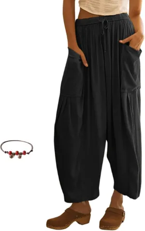 Quinn Plus Size Pants, Quinn Pants for Women Linen Pants with Pockets Summer Harem Pants Boho Beach Pants