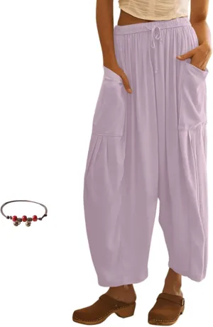 Quinn Plus Size Pants, Quinn Pants for Women Linen Pants with Pockets Summer Harem Pants Boho Beach Pants