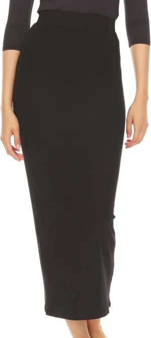 Ribbed Maxi Skirt with Elastic Waist for Women- Bodycon Office Pencil Skirt