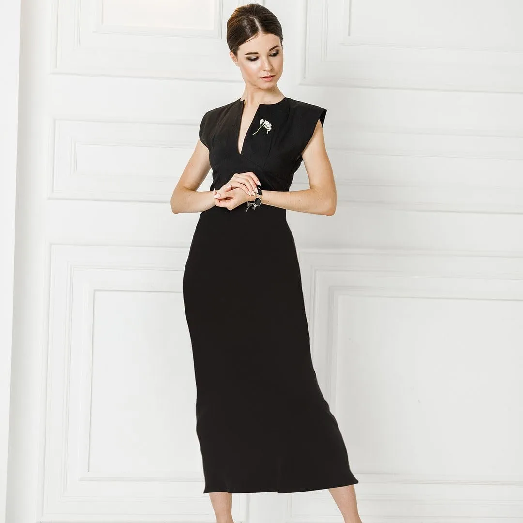 Ribbed Maxi Skirt with Elastic Waist for Women- Bodycon Office Pencil Skirt
