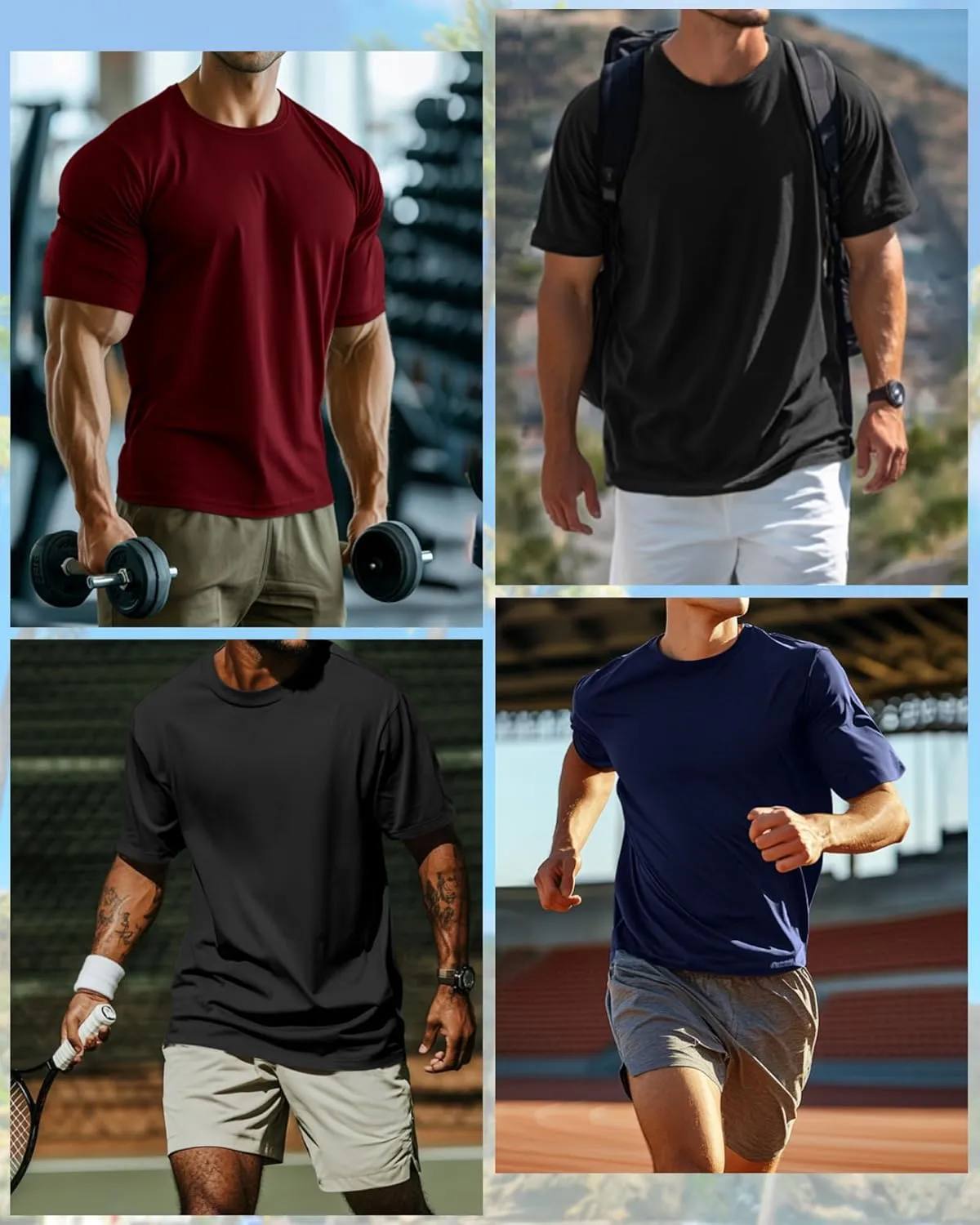 Riyiper 3 Pack Men's Big and Tall Shirts Half Sleeve Cotton Tee Crew Neck Elbow Length Top Casual Loose Fit T Shirts