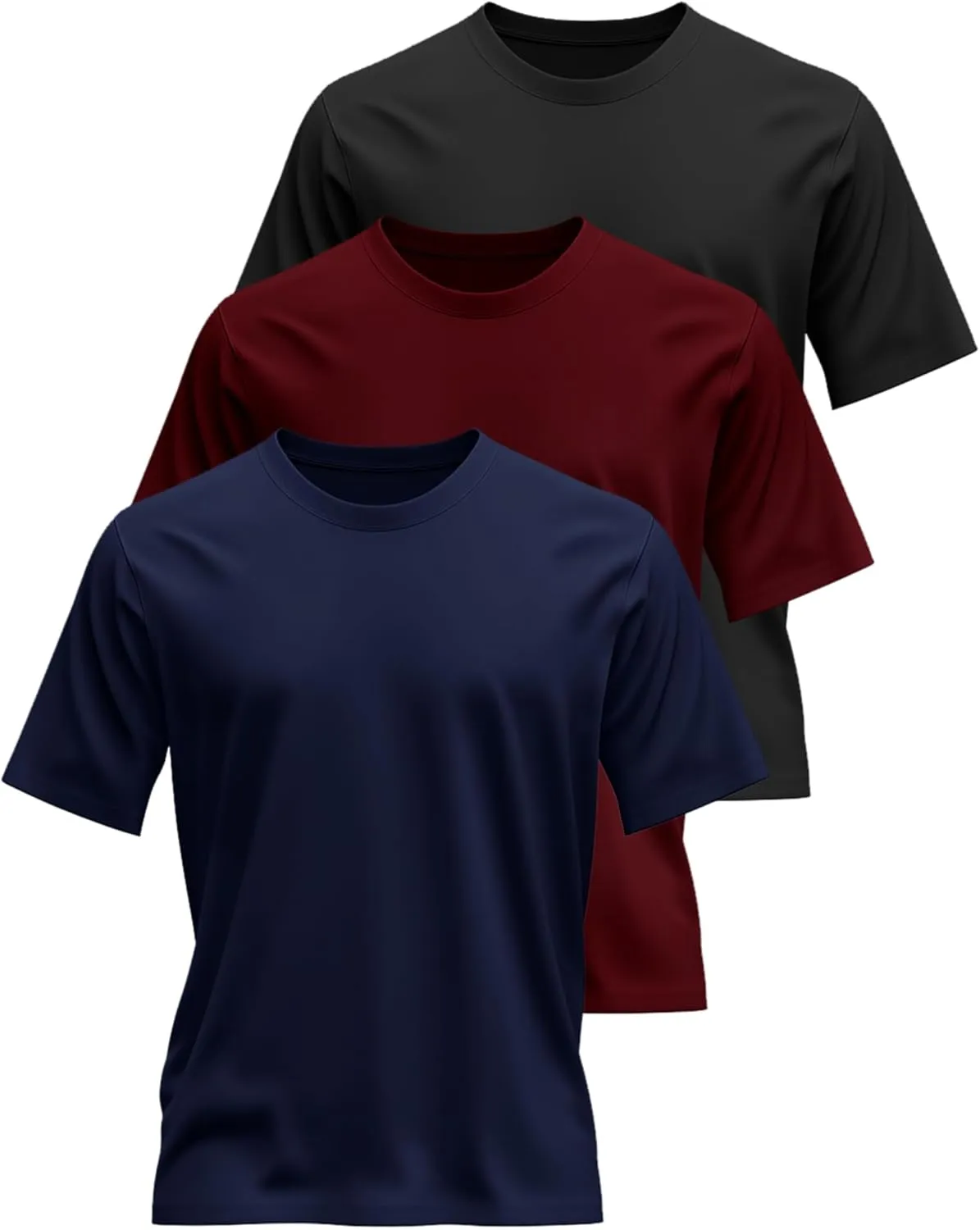 Riyiper 3 Pack Men's Big and Tall Shirts Half Sleeve Cotton Tee Crew Neck Elbow Length Top Casual Loose Fit T Shirts