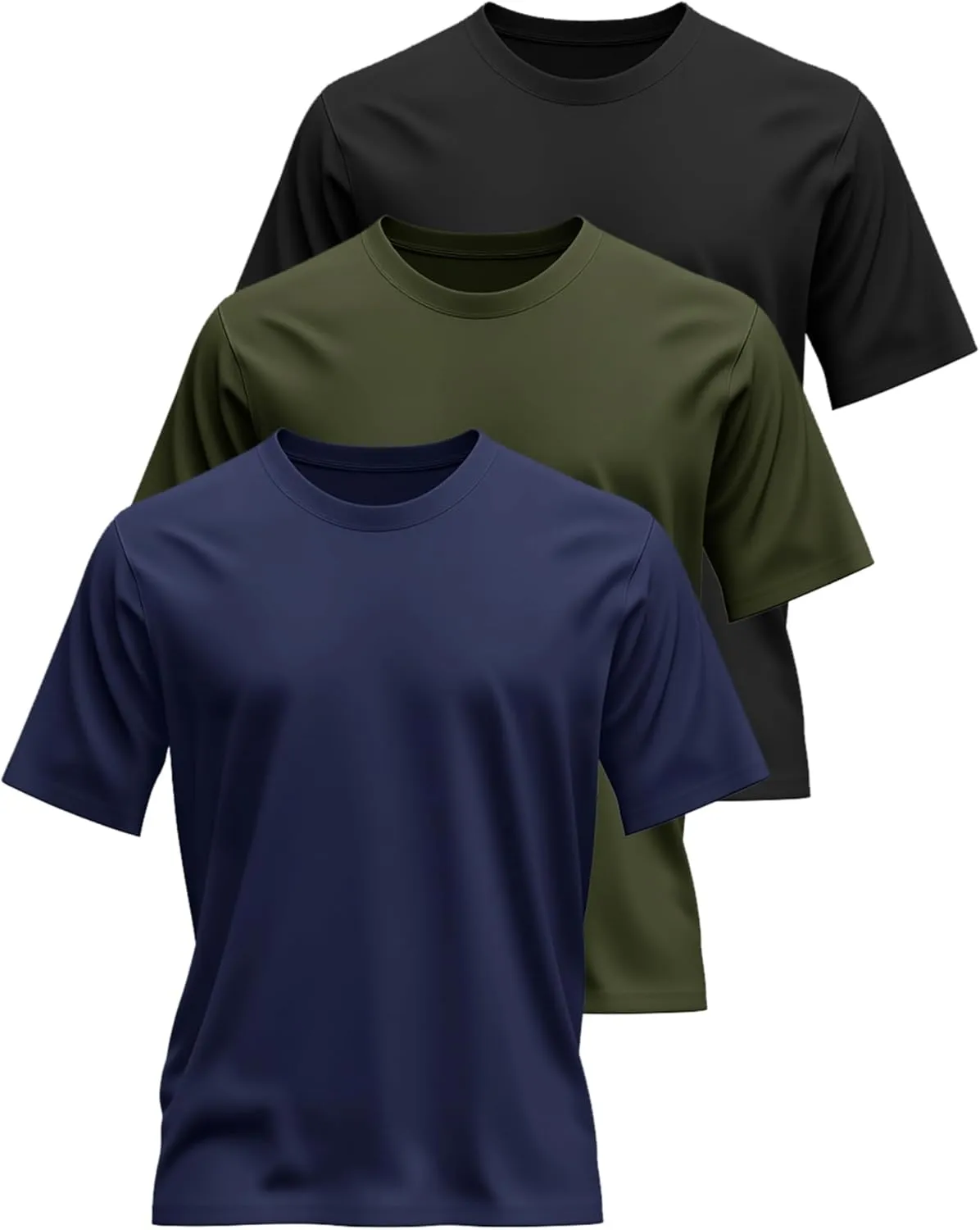 Riyiper 3 Pack Men's Big and Tall Shirts Half Sleeve Cotton Tee Crew Neck Elbow Length Top Casual Loose Fit T Shirts