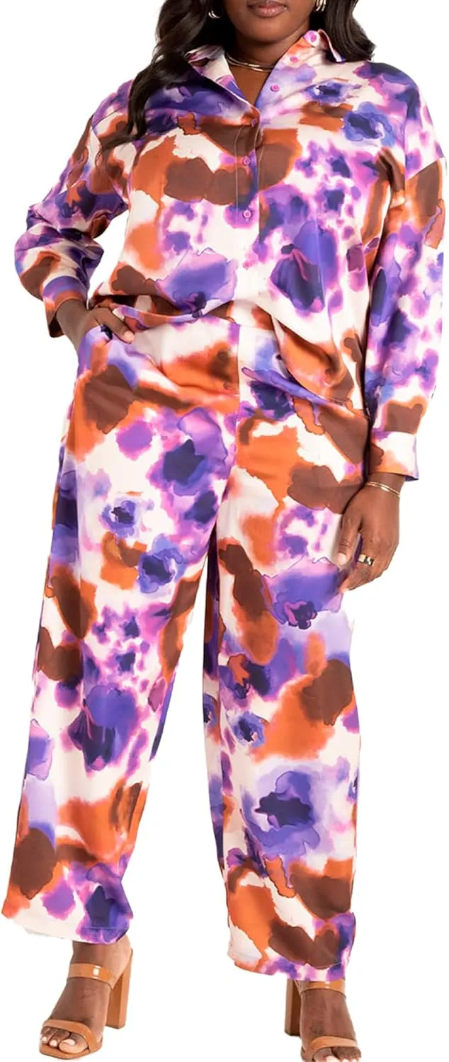 Roaman's Women's Plus Size Three-Piece Lace Duster & Pant Suit