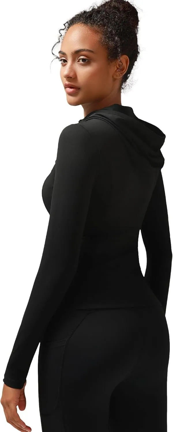 RUNNING GIRL Workout Jackets for Woman, Ultra Soft Zip Up Jacket for Yoga Running, BBL Jacket with Pockets and Thumb Holes