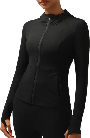 RUNNING GIRL Workout Jackets for Woman, Ultra Soft Zip Up Jacket for Yoga Running, BBL Jacket with Pockets and Thumb Holes