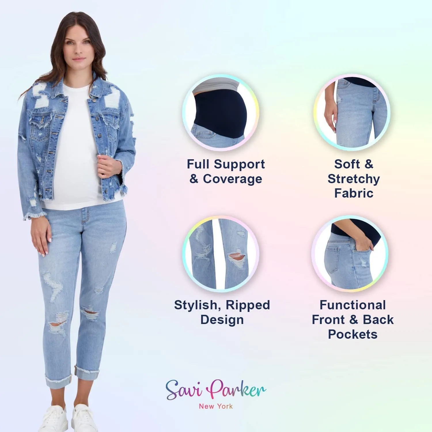 Savi Parker Womens Maternity Jeans Over The Belly - Pregnancy Clothes for All Seasons, Maternity Pants