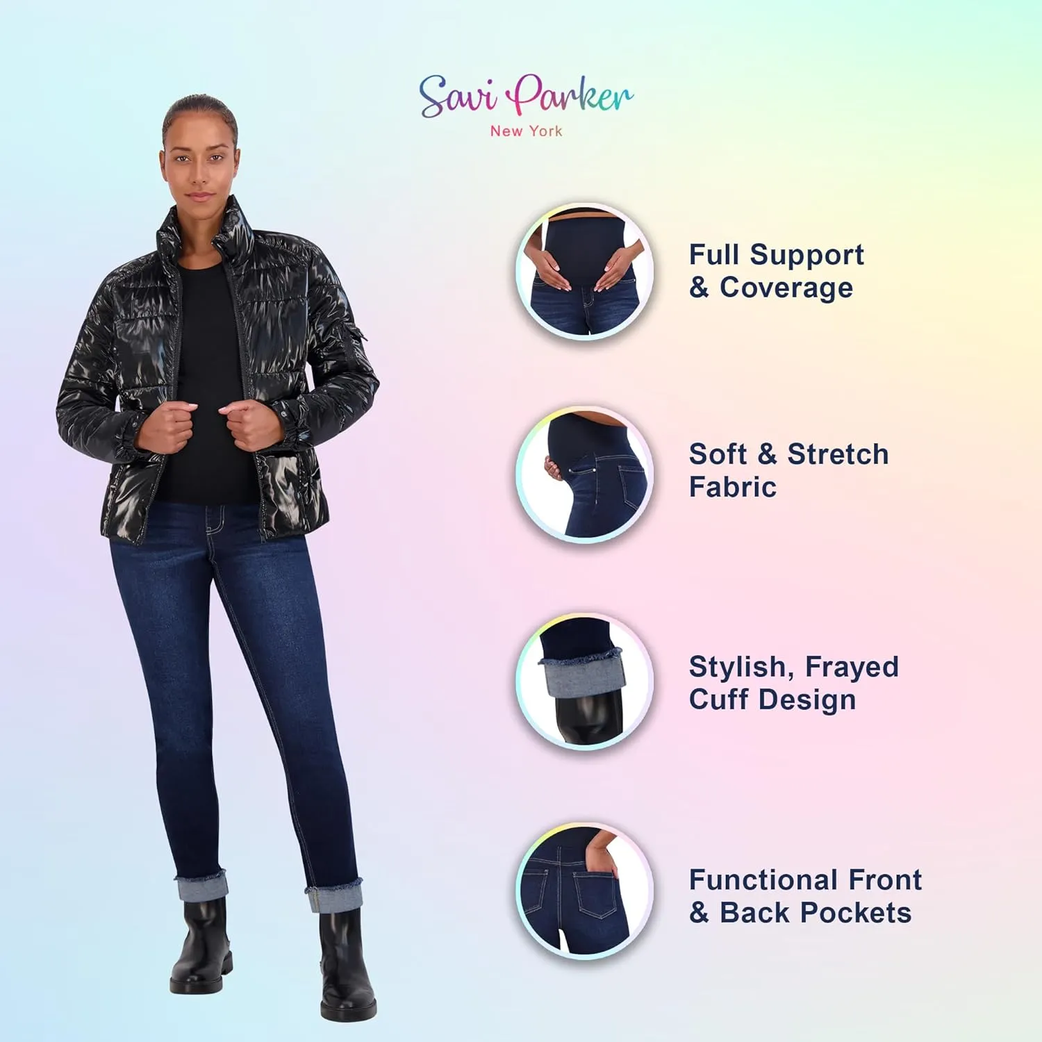 Savi Parker Womens Maternity Jeans Over The Belly - Pregnancy Clothes for All Seasons, Maternity Pants
