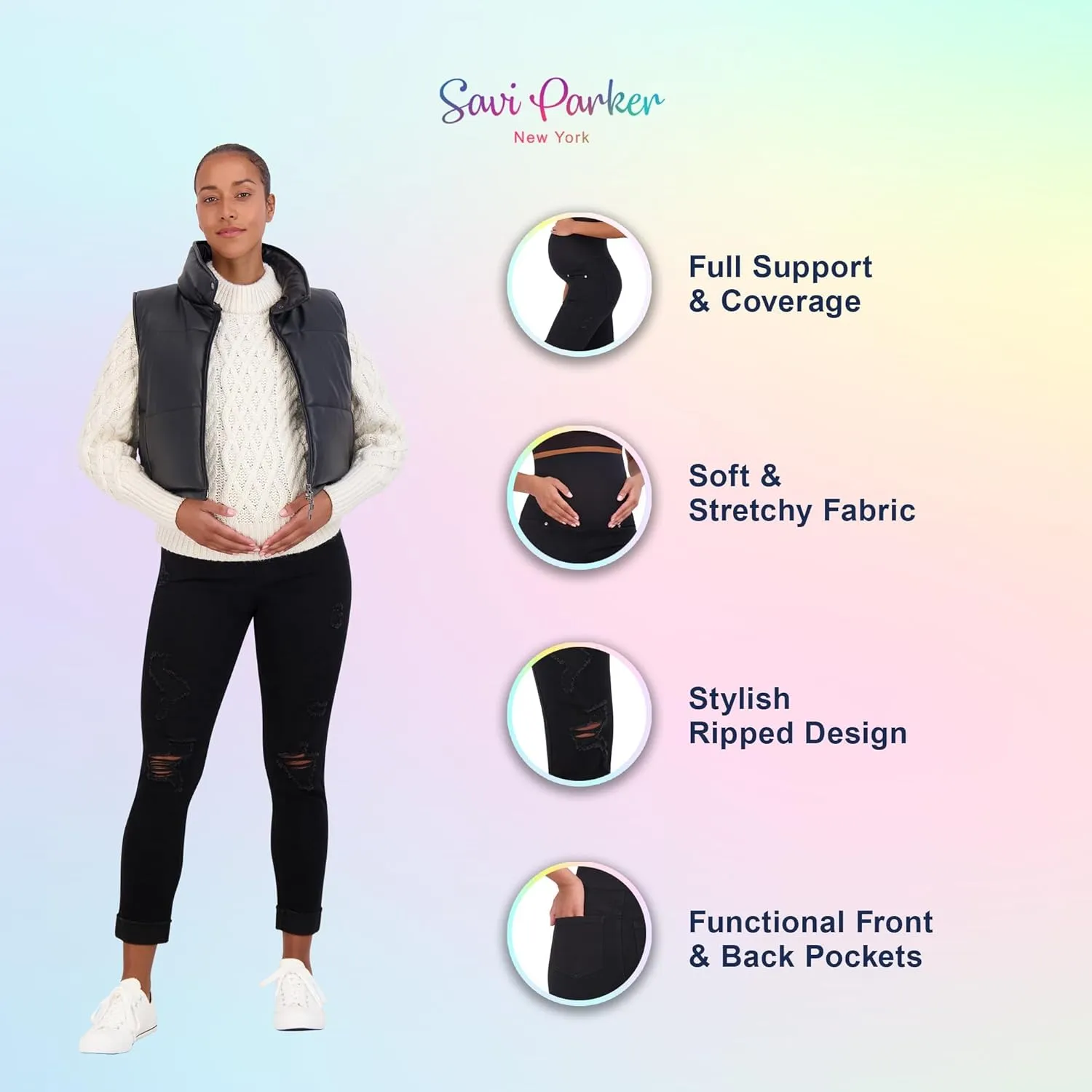 Savi Parker Womens Maternity Jeans Over The Belly - Pregnancy Clothes for All Seasons, Maternity Pants