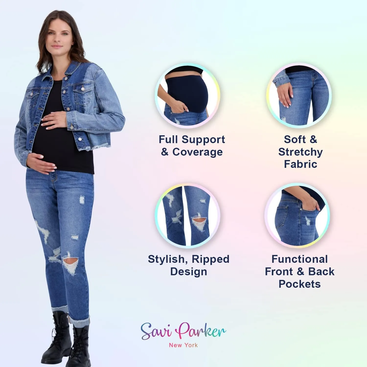 Savi Parker Womens Maternity Jeans Over The Belly - Pregnancy Clothes for All Seasons, Maternity Pants