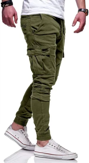 sdbrld Cargo Pants For Men Men's Fashion Outdoor Hiking Joggers Solid Drawstring Recreation Fitness Cargo Pants with Pocket