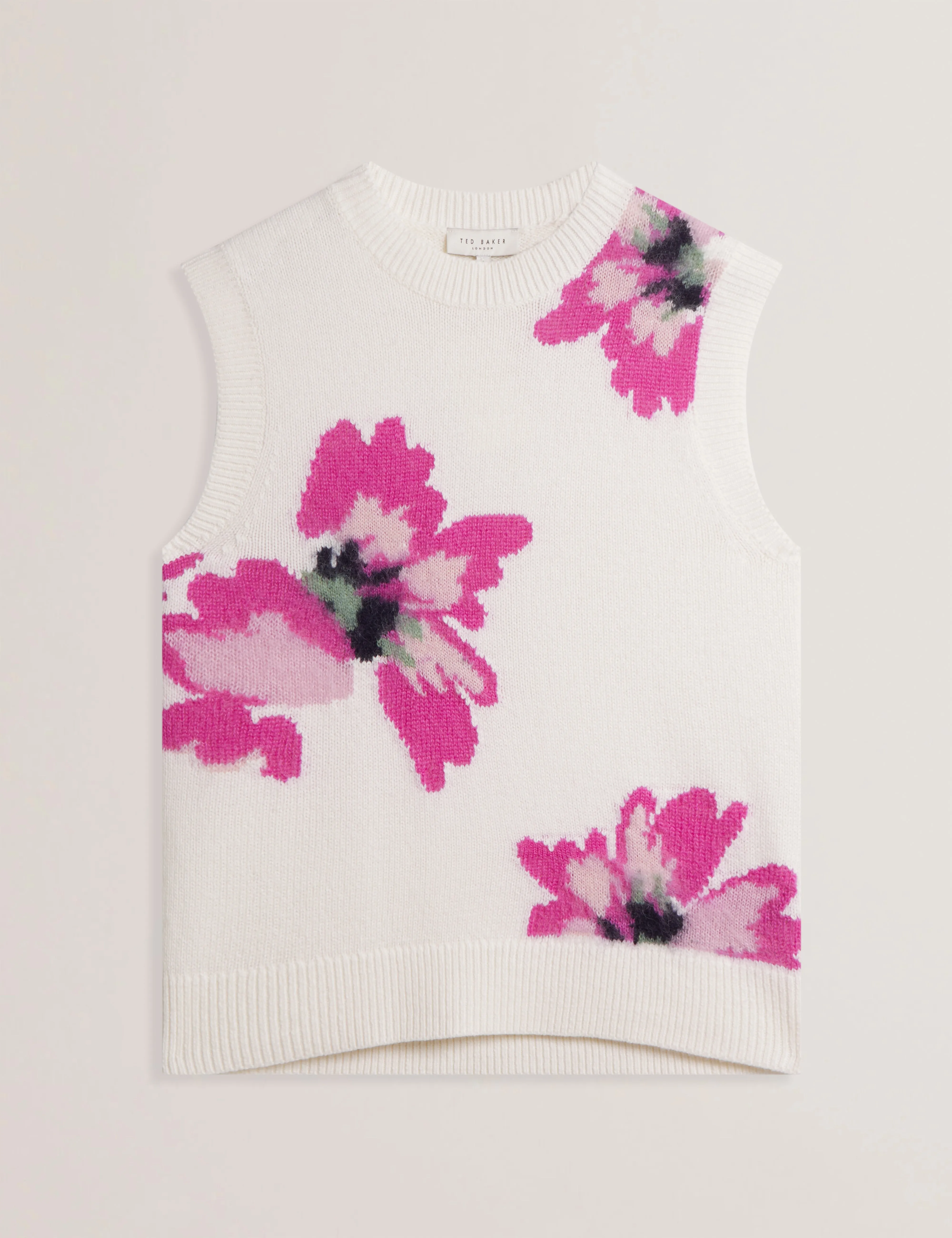 Selenha Intarsia Knitted Floral Tank Ivory