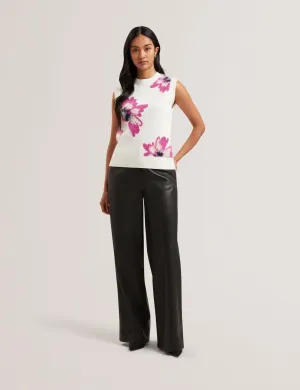 Selenha Intarsia Knitted Floral Tank Ivory