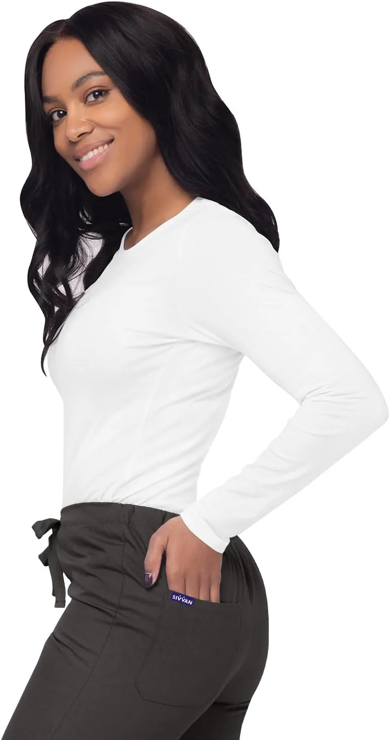 Sivvan Scrubs for Women - Long Sleeve Comfort Underscrub Tee 3-Pack