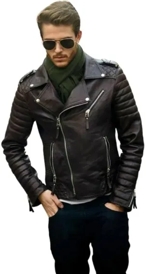 SKADO Genuine Leather Jacket Men Real Leather Jacket Biker Soft Lambskin SlimFit