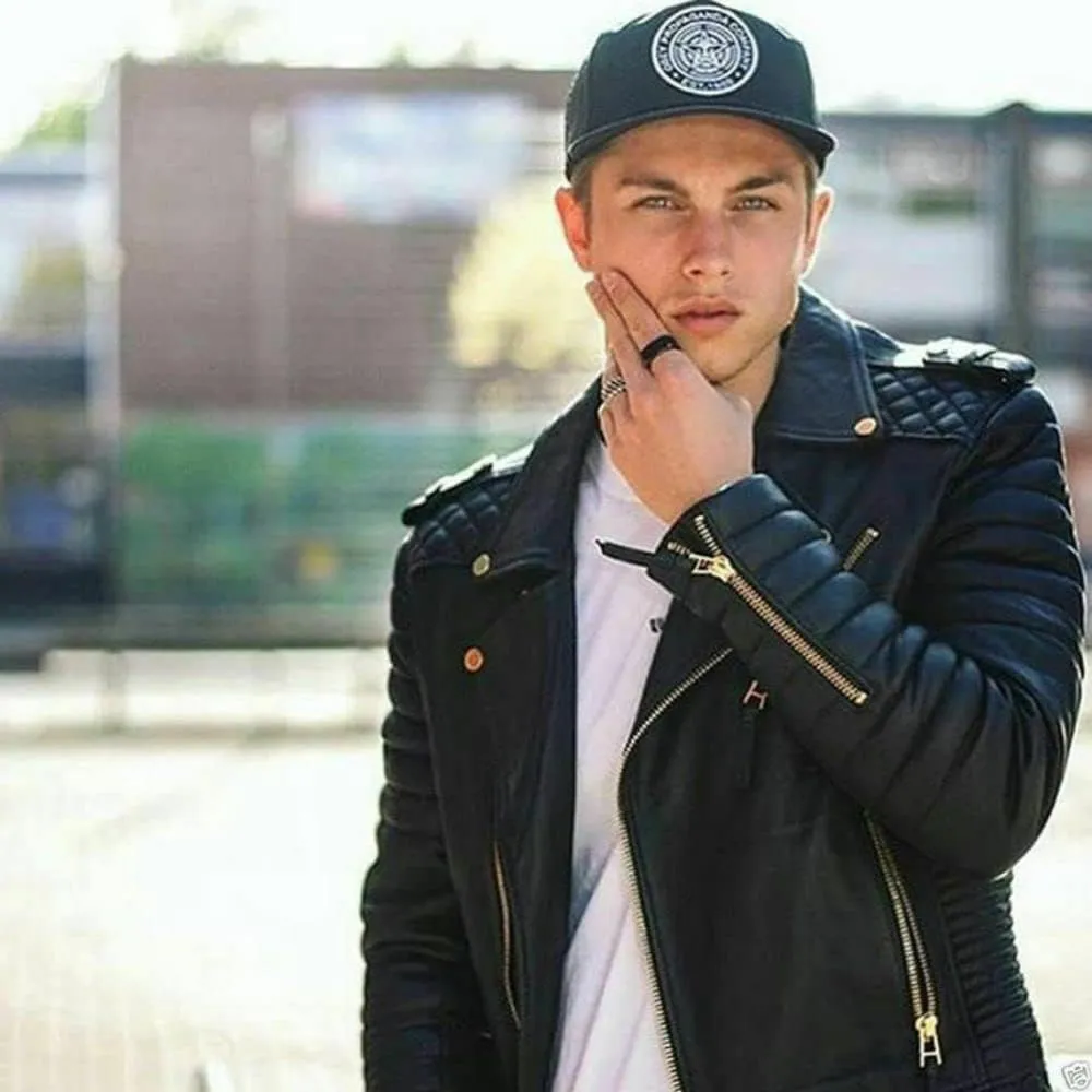 SKADO Genuine Leather Jacket Men Real Leather Jacket Biker Soft Lambskin SlimFit