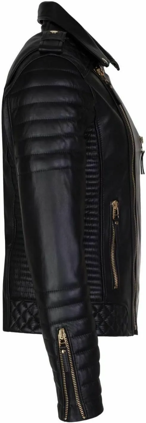 SKADO Genuine Leather Jacket Men Real Leather Jacket Biker Soft Lambskin SlimFit