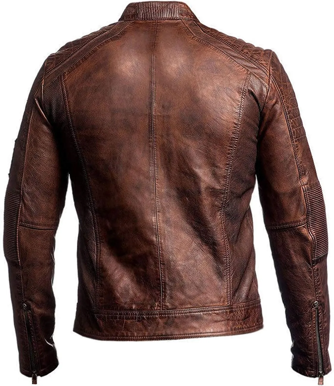 SpazeUp Harley Black Distressed Leather Biker Jacket Men - Vintage Cafe Racer Motorcycle Leather Jackets for Men